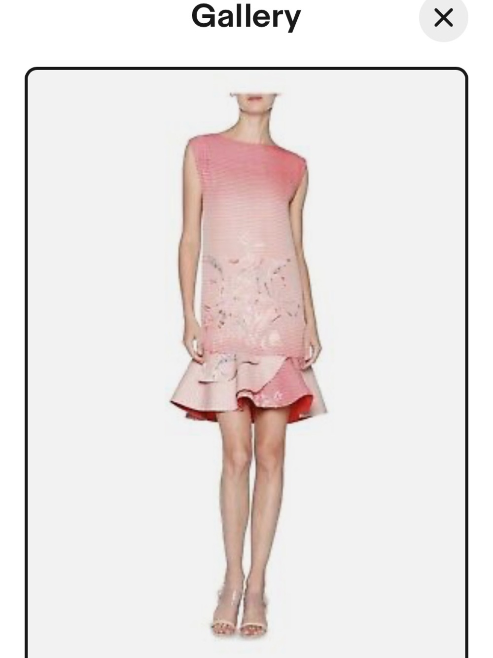 Giorgio Armani Peach Floral Embellished Ruffle Hem Dress